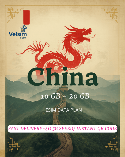 Carte SIM de voyage pour la Chine (eSIM) | 10 Go | 30 Jours | Livraison rapide par code QR